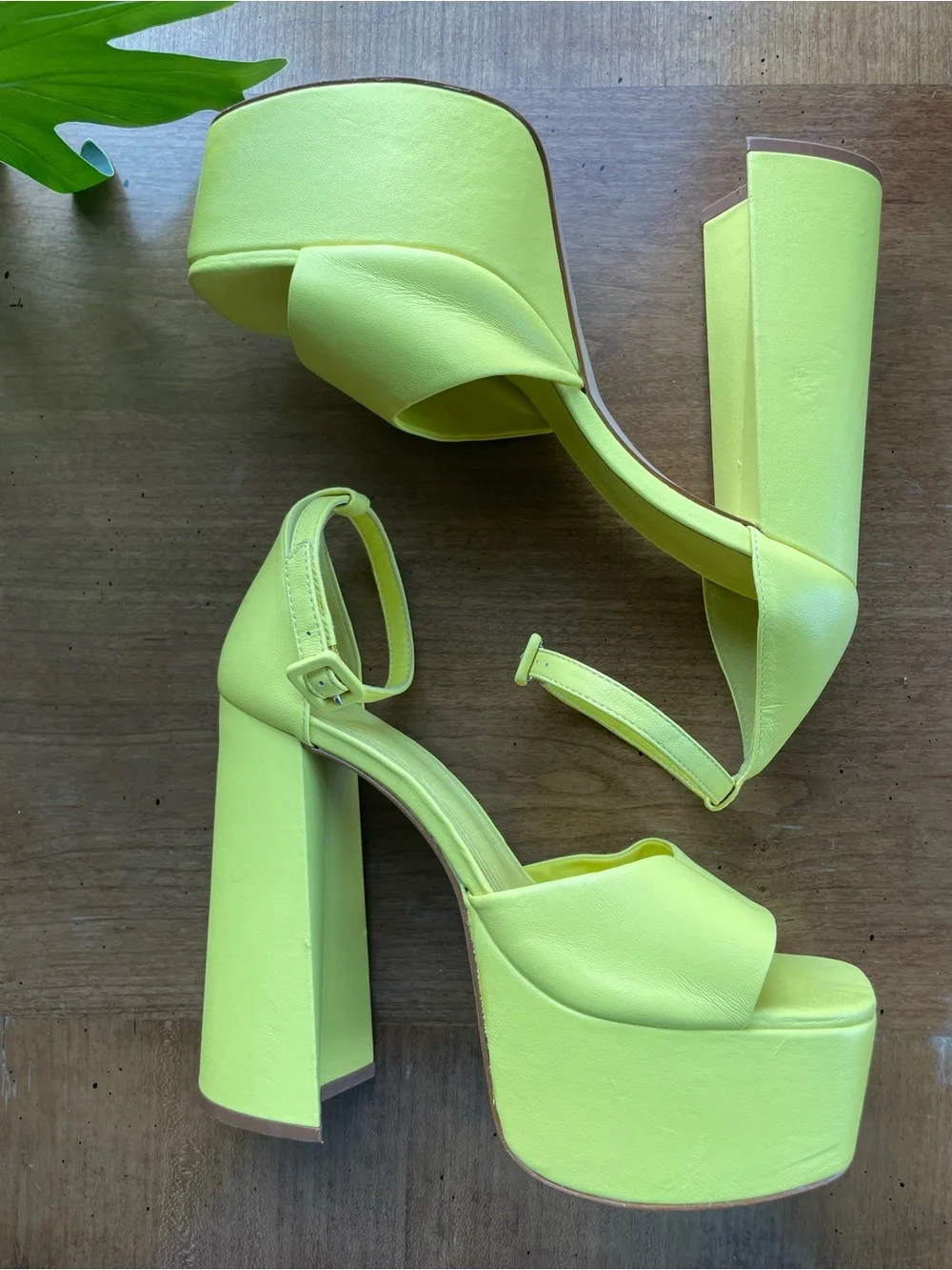 SCHUTZ Lenne Yellow Leather Platform Ankle-Strap Open Toe Heeled Sandals EU 39